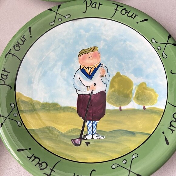 Certified International Set Of 4 Plates Golf Theme Tracy Flickinger Par Four - Picture 2 of 7